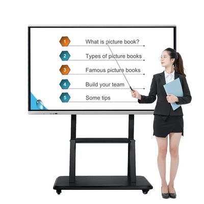 Papan Tulis Interaktif 4K UHD 100 Inci dengan Papan Pintar Multi-Sentuh 20 Titik untuk Ruang Kelas