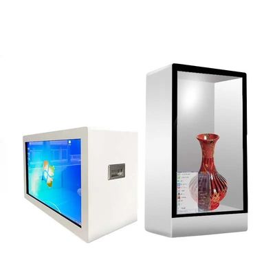 55 Inch Stand Transparan LCD Showcase Layar Sentuh LCD Display Cabinet 1920x1080