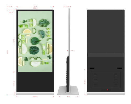 Layar Digital Signage Layar Sentuh 65 Inci dengan Kios Berdiri Lantai Iklan LCD Kecerahan Tinggi