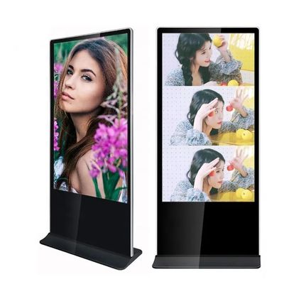 Layar iklan LCD vertikal lantai 75 inci dengan resolusi 4K dan OS Android