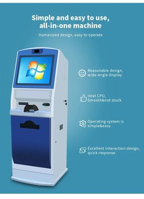 19 Inch Touch Screen Self Service Kiosk dengan ID Card Reader dan Printer A4