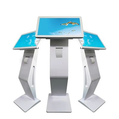 21.5 inci layar sentuh Kios Digital dengan printer termal dan QR Code Scanner untuk layanan mandiri interaktif