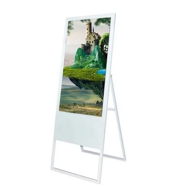 43 Inch Portable Floor Standing LCD Advertising Display dengan resolusi 1920 x 1080 untuk pameran dan penggunaan toko