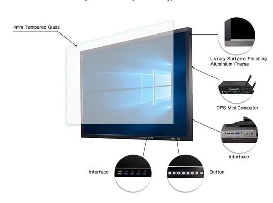 55 Inci Smart Touch Screen Interaktif Flat Panel dengan Rasio Aspek 16:9 dan Sentuhan 10 Titik