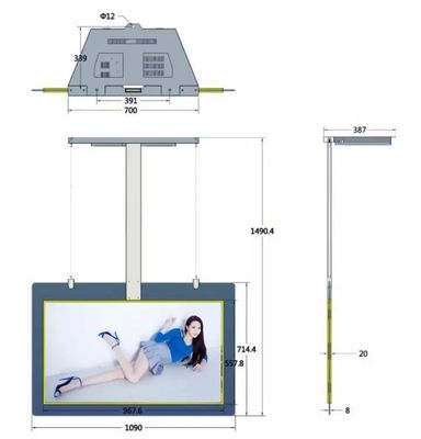 55 Inci Layar Ganda Kecerahan Tinggi Pemutar Iklan LCD dengan Kecerahan 1500 Nits