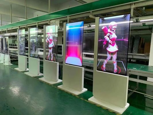 OLED 55 Inci Transparan layar sentuh Tampilan Lantai berdiri semua dalam satu monitor