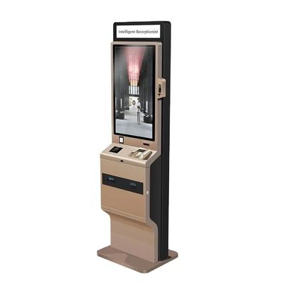 Stand Free Touch Screen Self Service Kiosk 90W Dengan LED Light Box Thermal Printer