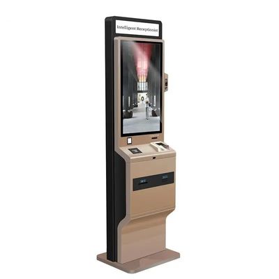 Stand Free Touch Screen Self Service Kiosk 90W Dengan LED Light Box Thermal Printer