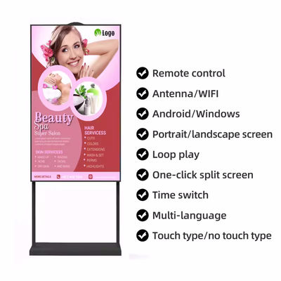 43 inci Layar Iklan Kecerahan Tinggi dengan Kecerahan 2000-3000 Nits dan Sudut Pandang 178° untuk Papan Reklame Digital Berdiri Bebas