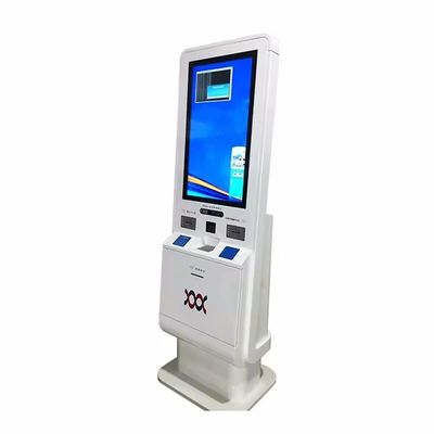 Kios Self Checkin Multi Lingual dengan penerima uang tunai dan pembaca kartu kredit
