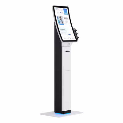 Kios POS yang ramping dengan scanner barcode dan printer kuitansi untuk layanan mandiri yang efisien
