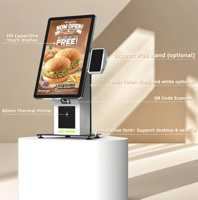 Kios Pemesanan Sendiri LCD 32 Inci dengan Pencetak Resit dan Penyesuaian Menu untuk Restoran
