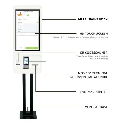 32 Inci LCD Display Wall Mount Self Ordering Kiosk dengan Garansi 3 Tahun untuk Makanan Cepat dan Ritel