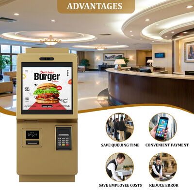 Kios Pesan Mandiri Layar Sentuh Kapasitif 24 Inci dengan Resolusi 1920X1080 dan Desain Pasang Dinding untuk Pemesanan Makanan Dalam Ruangan