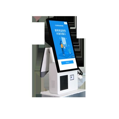 Sistem POS Kios All-in-one dengan Layar Sentuh Kapasitif, Printer Termal 80mm, dan Pembaca Kartu NFC untuk Checkout Mandiri