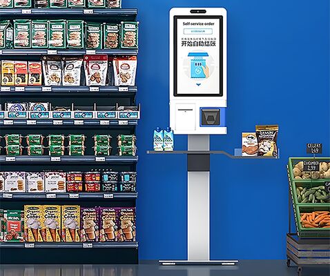 Sistem POS Kios All-in-one dengan Layar Sentuh Kapasitif, Printer Termal 80mm, dan Pembaca Kartu NFC untuk Checkout Mandiri
