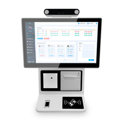 Kios Self Checkin Desktop dengan layar kapasitif 10 titik Android atau Windows Komunikasi opsional dan WiFi khusus untuk manajemen pengunjung