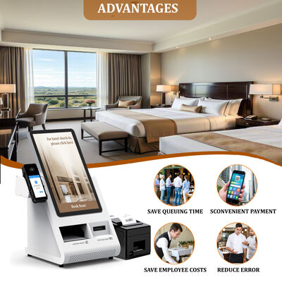 Android POS Self-Check-in Kiosk dengan Passport Scanner dan Card Dispenser untuk Hotel