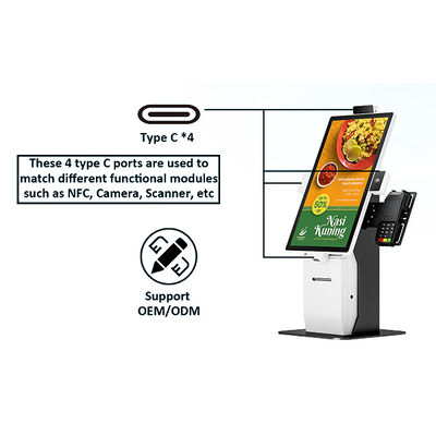 Kios Pemasaran Mandiri Makanan Cepat dengan Layar Sentuh Kapasitif 10 Titik Resolusi 1920X1080 dan Pengenalan Wajah untuk Restoran
