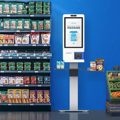 24 inci Capacitive Touch 10 Point Self Service Kiosk dengan instalasi berdiri lantai untuk toko tanpa awak