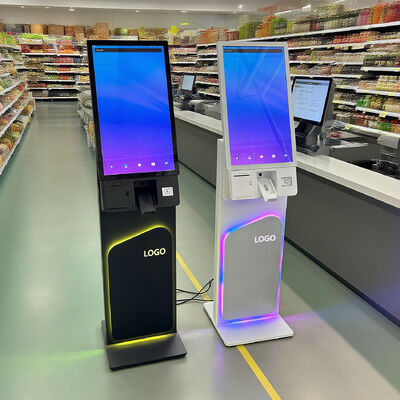 27/32 Inch Lantai Berdiri layar sentuh Self Service Kiosk dengan 1920X1080 Resolusi untuk Self Ordering dan Penggunaan Interaktif