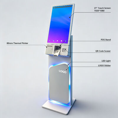 27/32 Inch Lantai Berdiri layar sentuh Self Service Kiosk dengan 1920X1080 Resolusi untuk Self Ordering dan Penggunaan Interaktif
