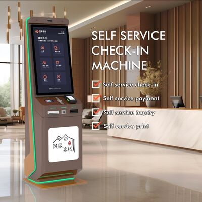 Kios Kios Check-In Hotel Layanan Mandiri Sentuh Kapasitif 10 Titik dengan Resolusi 1920x1080 dan Desain Berdiri di Lantai