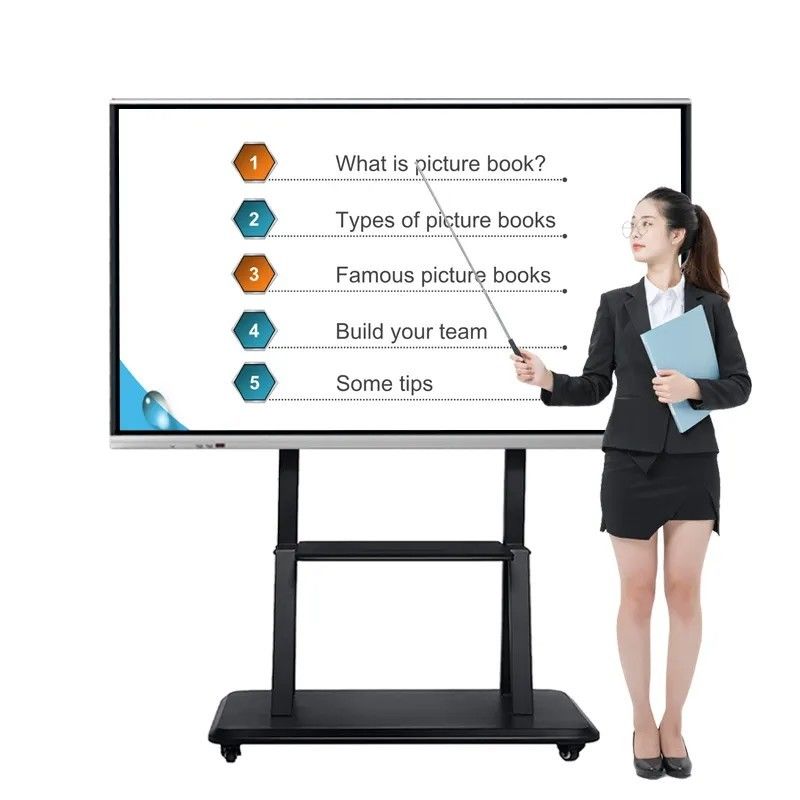 Papan Tulis Interaktif 4K UHD 100 Inci dengan Papan Pintar Multi-Sentuh 20 Titik untuk Ruang Kelas