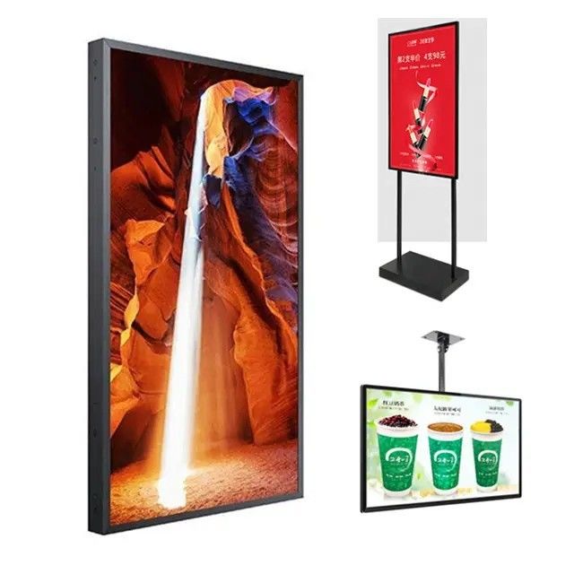 55 Inch 16:9 High Brightness Advertising Display Video Player Layar LCD dengan 2000cd/m2 Kecerahan untuk jendela toko