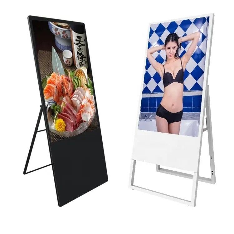 43 Inch Portable Floor Standing LCD Advertising Display dengan resolusi 1920 x 1080 untuk pameran dan penggunaan toko