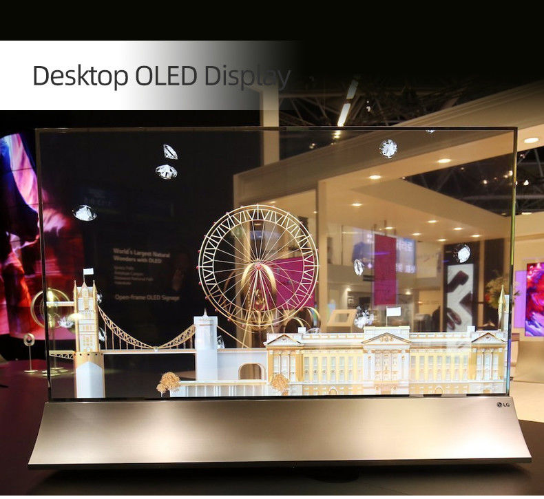 55 Inch Transparent OLED Touch Screen Digital Signage Monitor dengan Resolusi 1920*1080 dan Capacitive Touch
