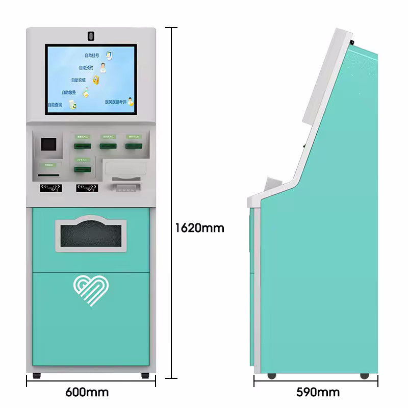 Kios Pemesanan Sendiri Serbaguna dengan Pengakuan Suara Opsional Scanner 1D / 2D dan pembaca kartu IC tanpa kontak