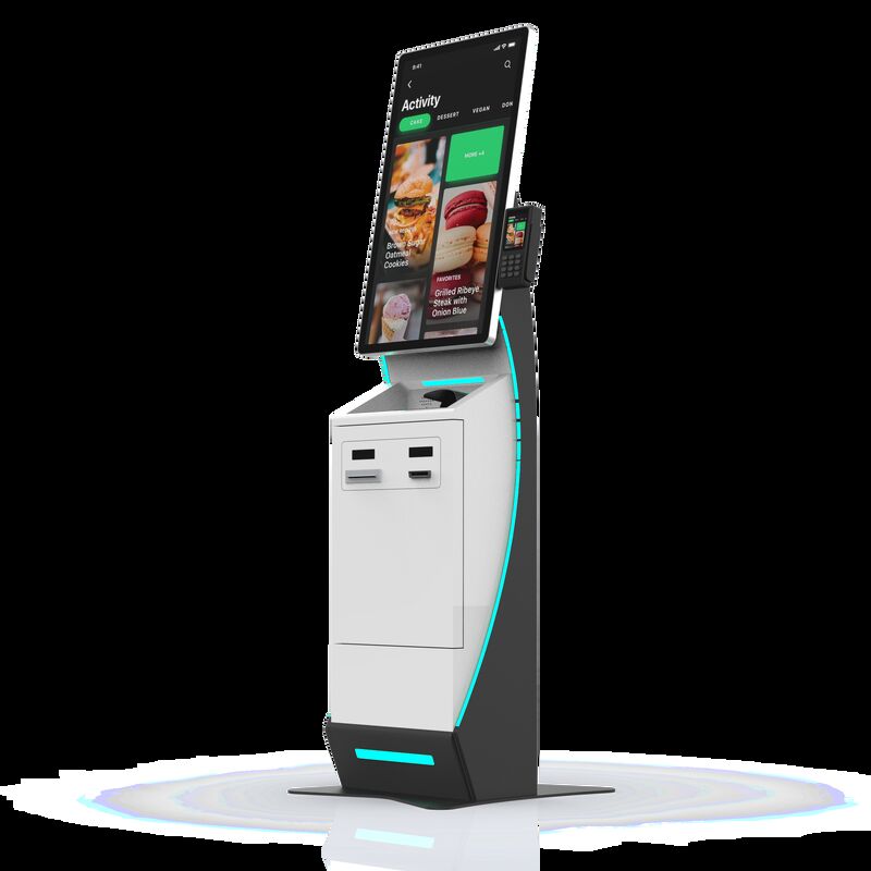Self Checkin Kiosk dengan Passport Reader dan Windows 10 OS Featuring Customized LED Lights for Enhanced Visitor Management