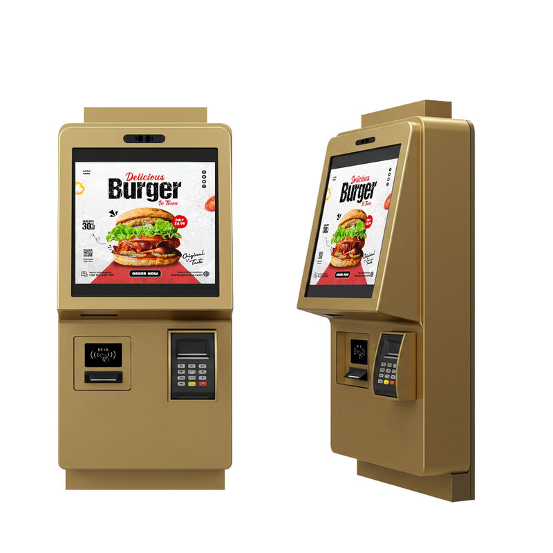 Kios Pesan Mandiri Layar Sentuh Kapasitif 24 Inci dengan Resolusi 1920X1080 dan Desain Pasang Dinding untuk Pemesanan Makanan Dalam Ruangan