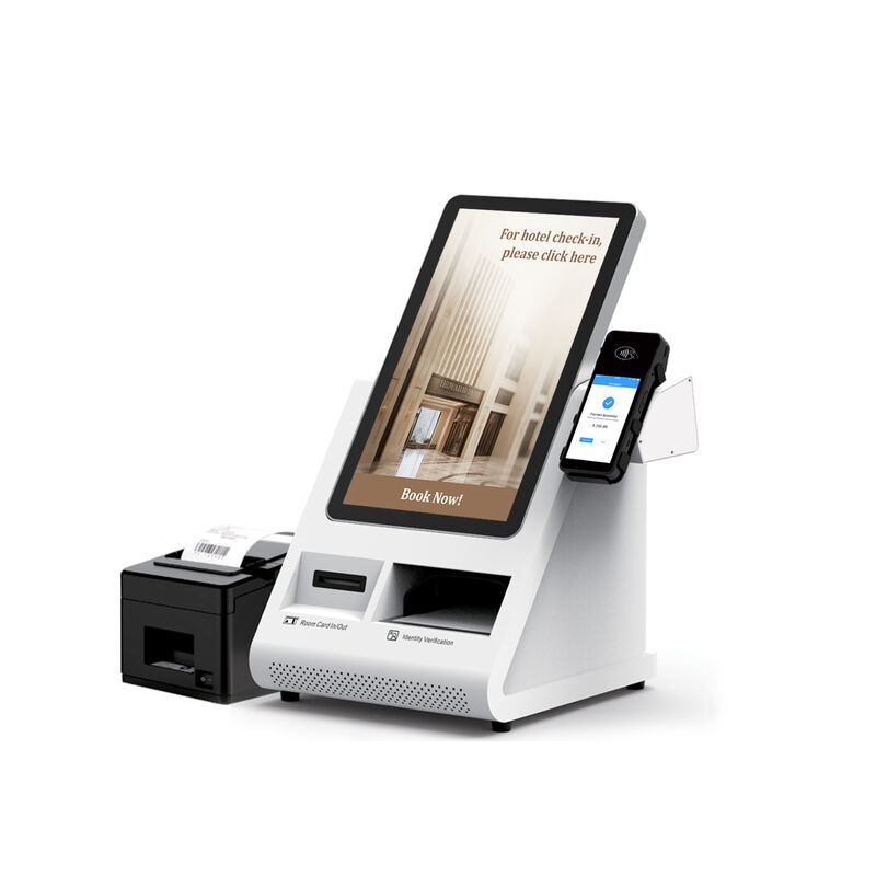 Android POS Self-Check-in Kiosk dengan Passport Scanner dan Card Dispenser untuk Hotel